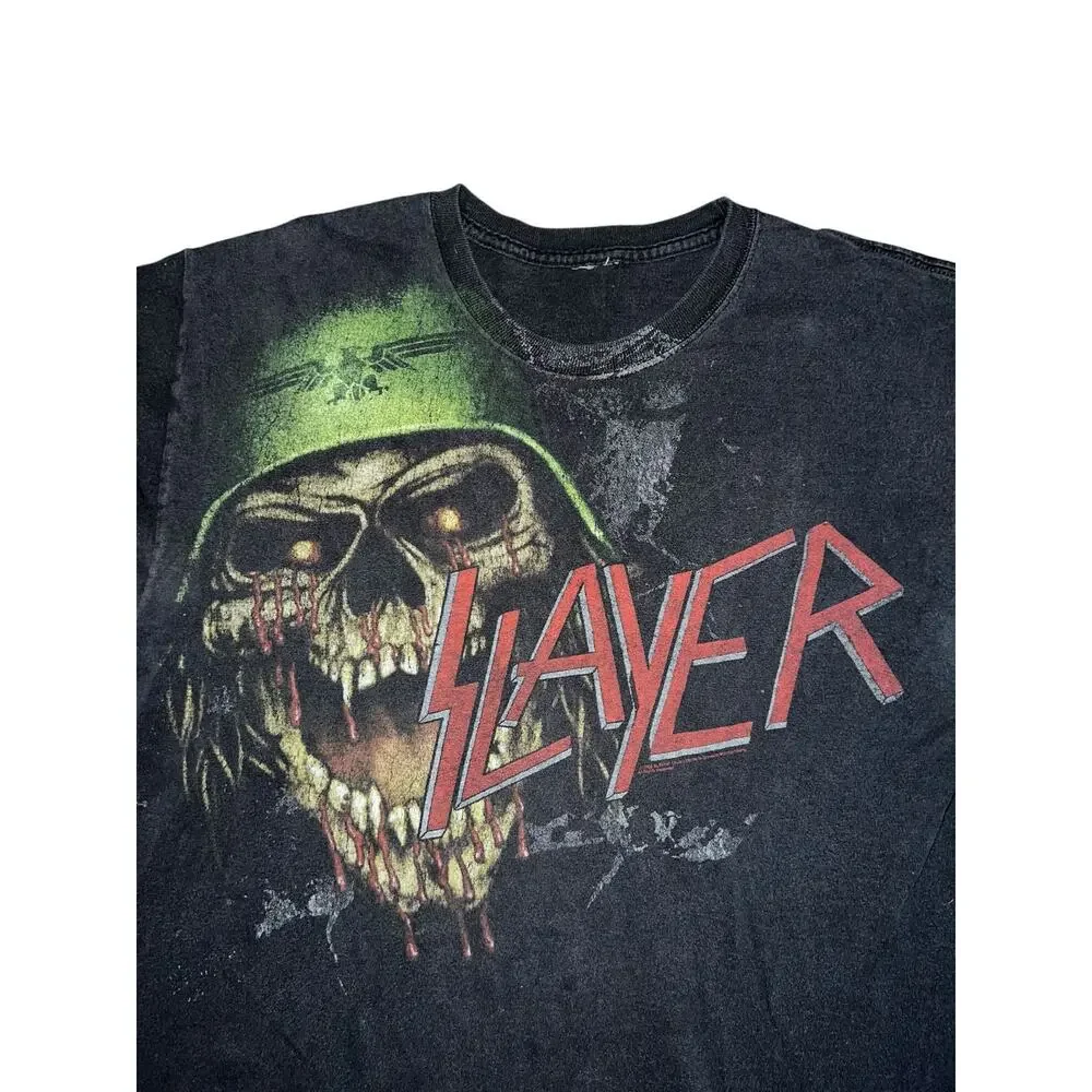 Slayer Skull Helmet Band vintage 90s grunge graphic T-Shirt Adult swim